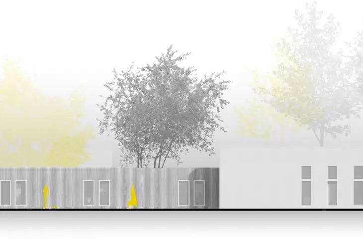 Dormitory project, west elevation