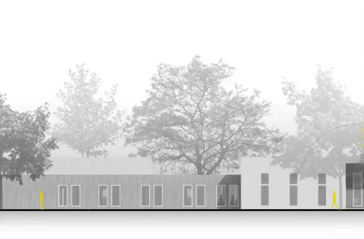Dormitory project, east elevation