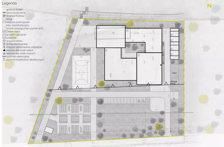 Dormitory design, site plan