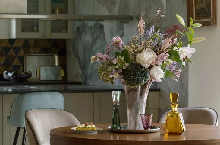 The living room is filled with designs from different years