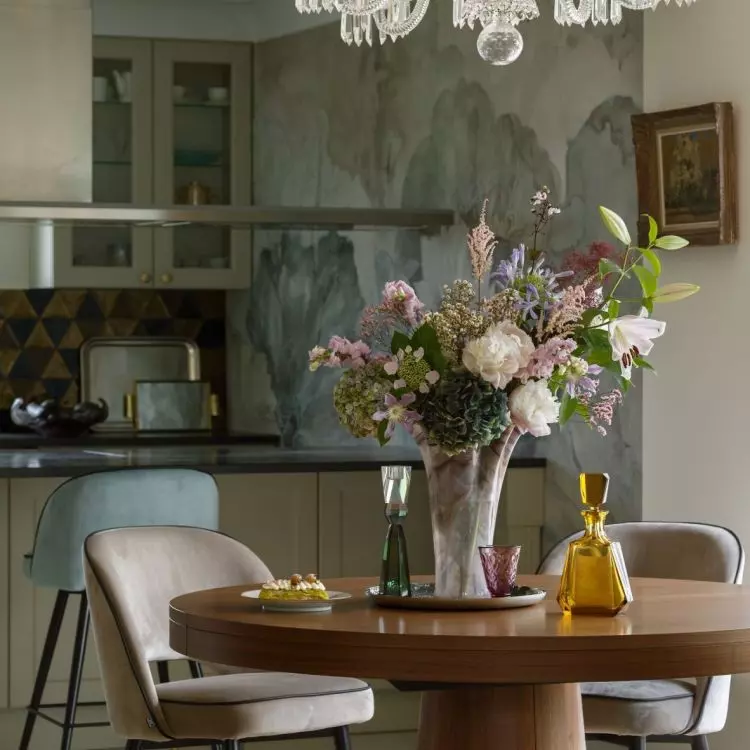 The living room is filled with designs from different years