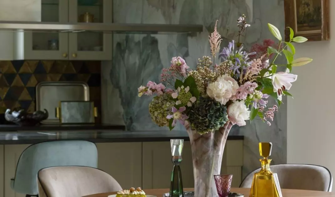 The living room is filled with designs from different years