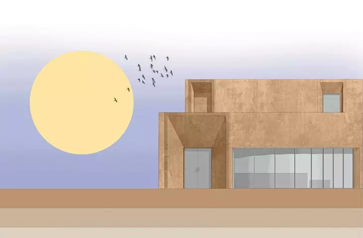 Graphics of the reading room facade