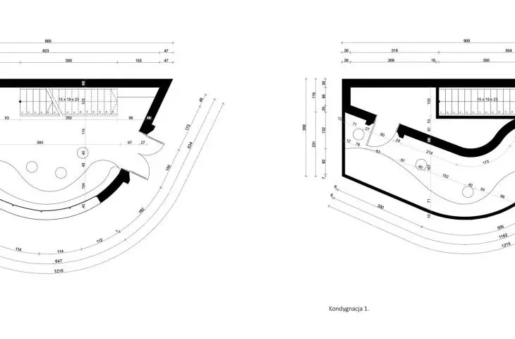 Adaptacja wiaduktu kolejowego w Szczecinie, rysunek techniczny