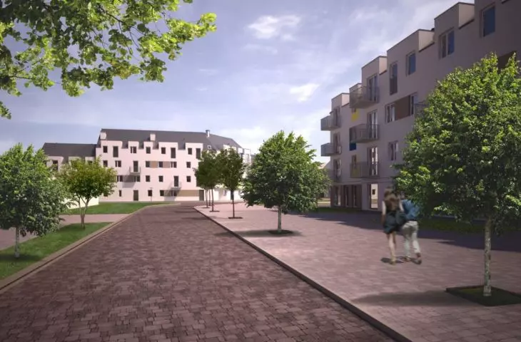 Municipal housing estate on Darzybor in Poznań, visualization