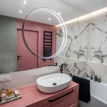 A lot of pink appears in the apartment