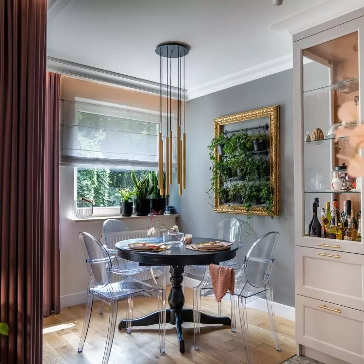 A living herb garden in the dining room corner 