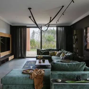 The living room was designed around a painting