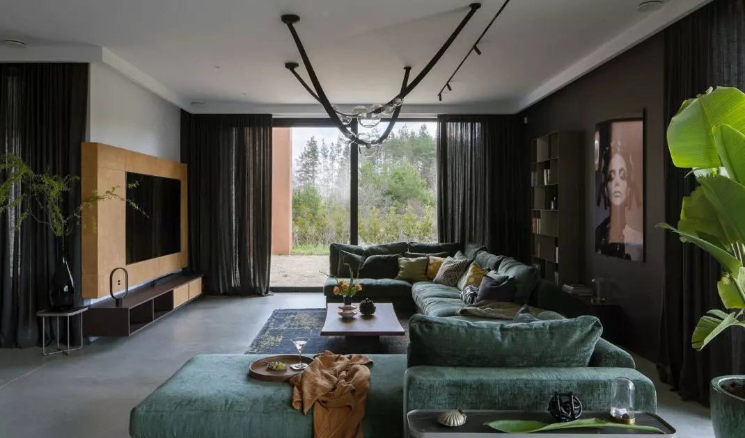 The living room was designed around a painting
