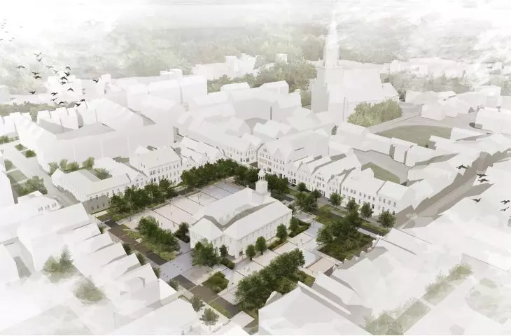 Trzebiatow market project, bird's eye view