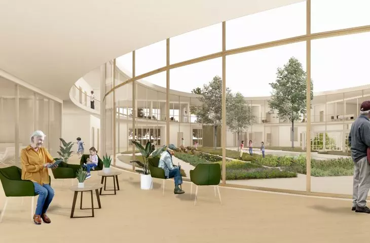 Głównym punktem centrum jest duże atrium w kształcie okręgu