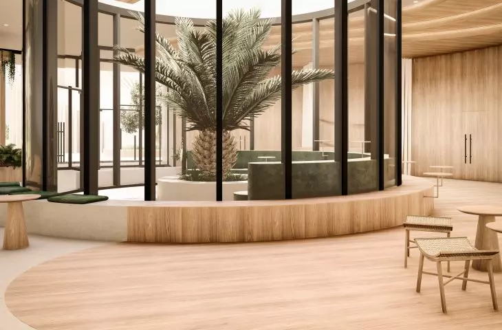 Design of stimulation and relaxation complex, glazed patio