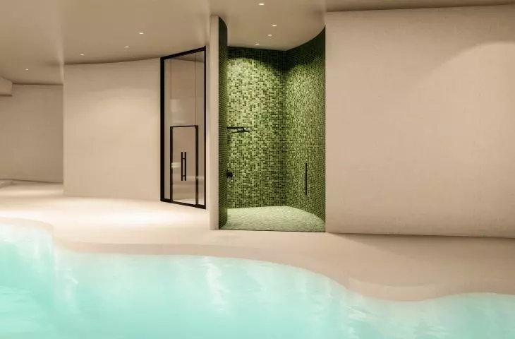 Pool area and showers