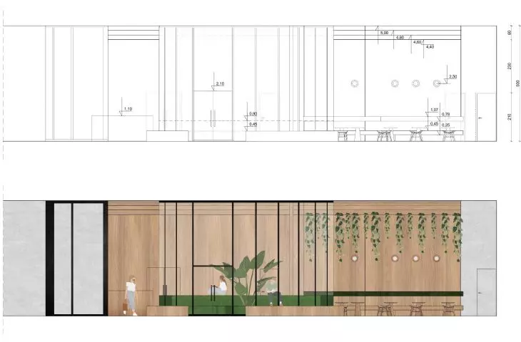 Design of the stimulation and relaxation complex, cross-section C-C