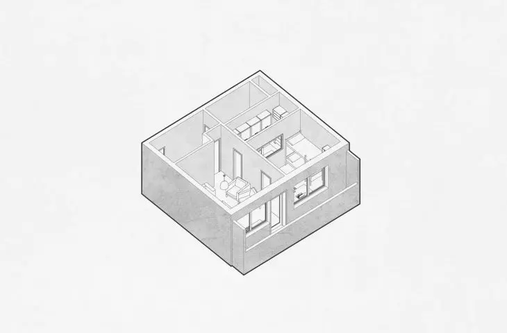 axonometry of the existing dwelling