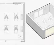 axonometry and plan of the yoga room
