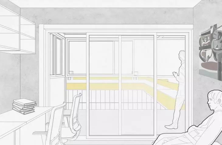 visualization of a room in the co-living area