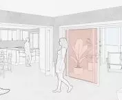 visualization of a shared kitchen in the co-living area