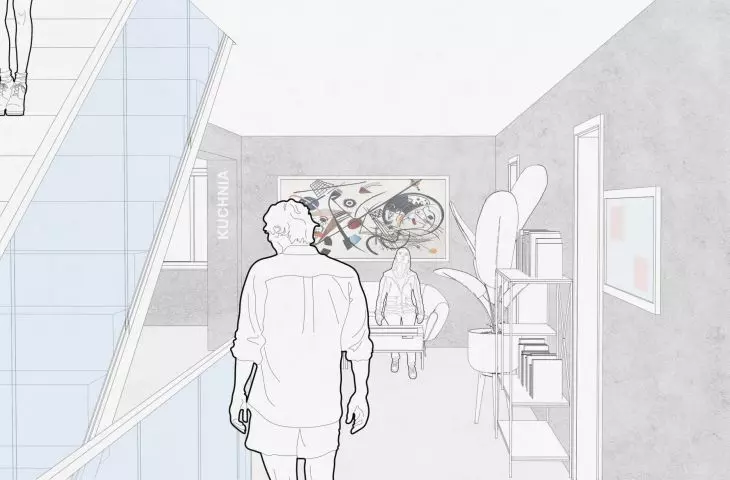 visualization of the corridor in the co-living area