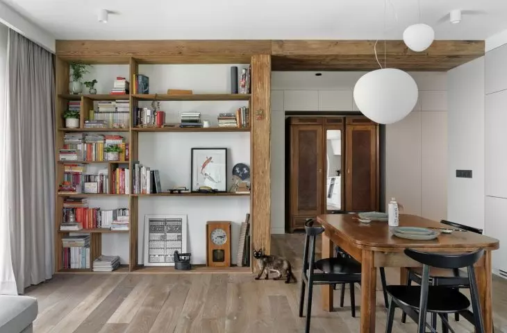 There is a lot of wood in the apartment