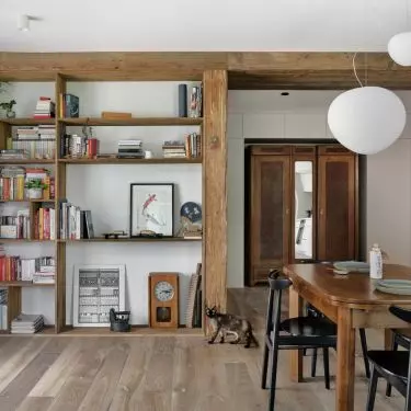 There is a lot of wood in the apartment