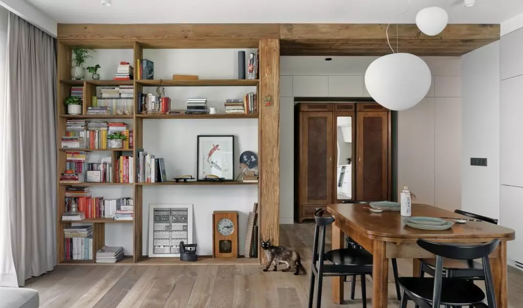 There is a lot of wood in the apartment