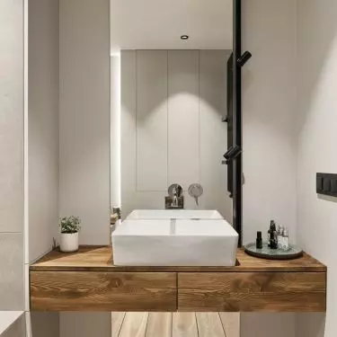 In the bathroom you will also find wood