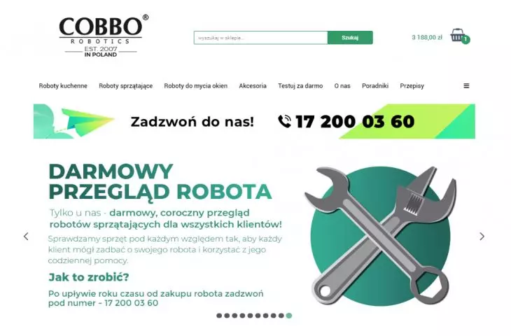 An excerpt from the main website of the COBBO Robotics brand,