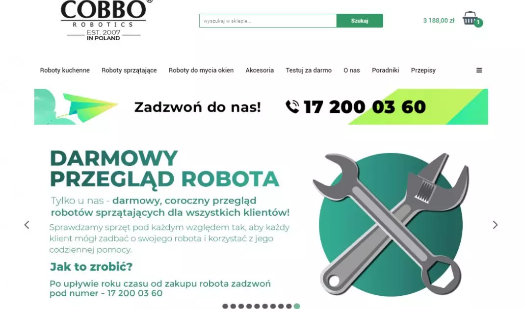 An excerpt from the main website of the COBBO Robotics brand,