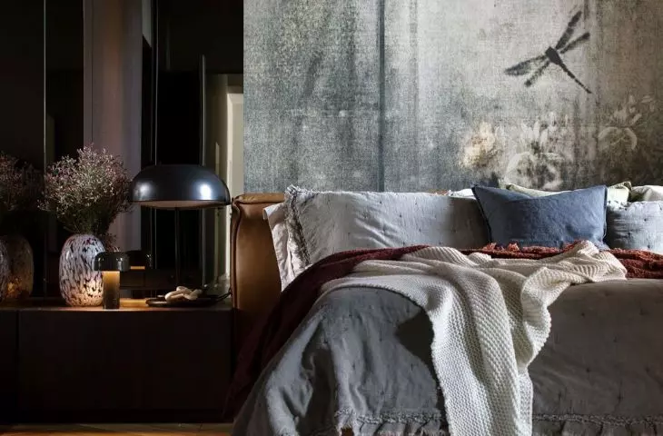 The headrest of the bed was covered with leather