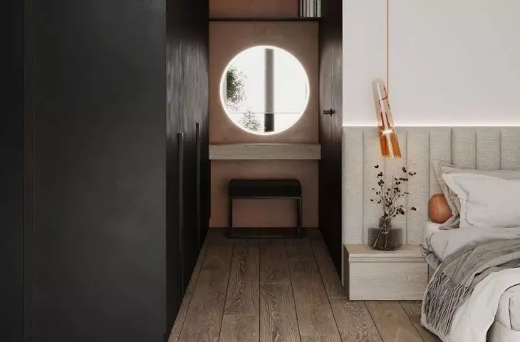 Anthracite wall with dressing table 