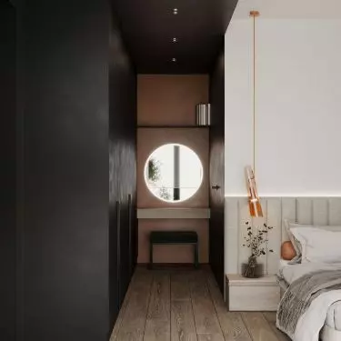 Anthracite wall with dressing table 