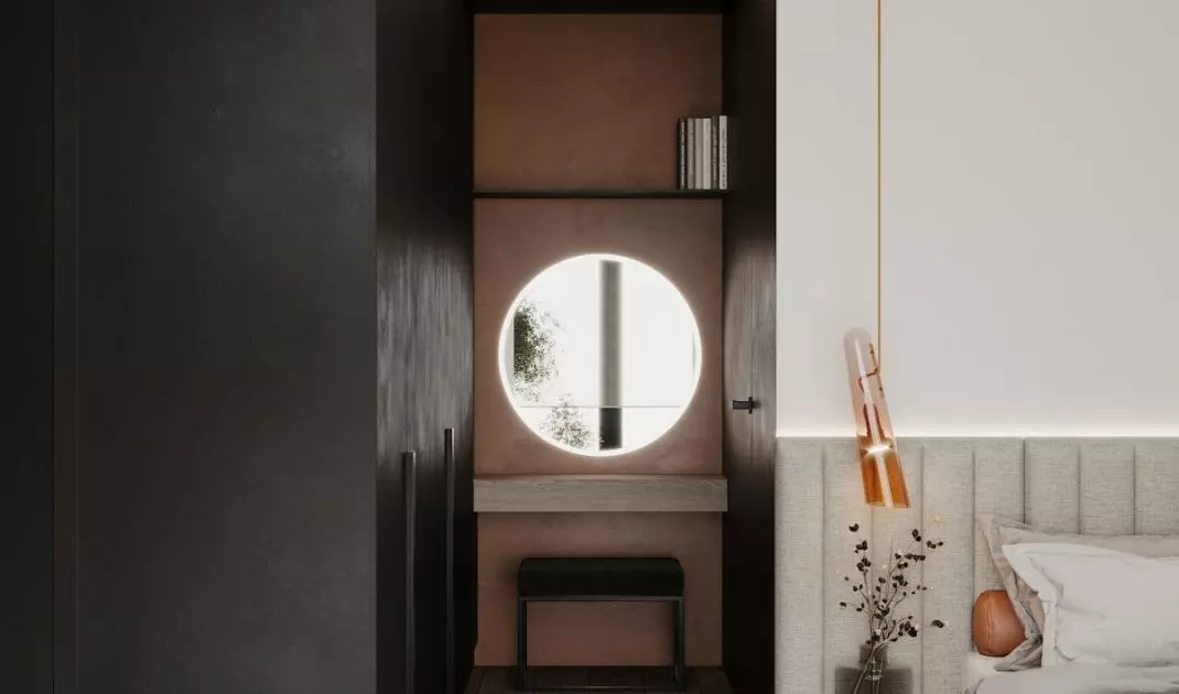 Anthracite wall with dressing table 