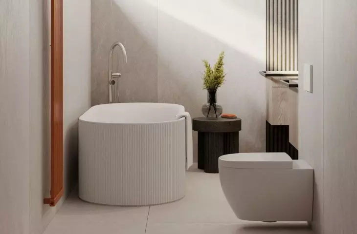 Free-standing bathtub in the owners' bathroom