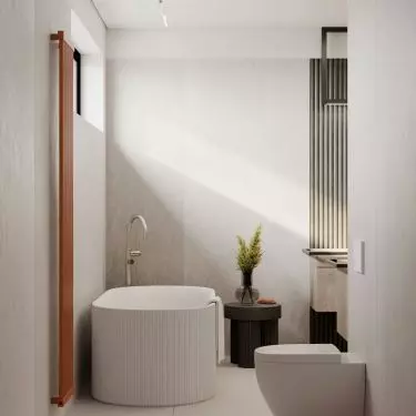Free-standing bathtub in the owners' bathroom