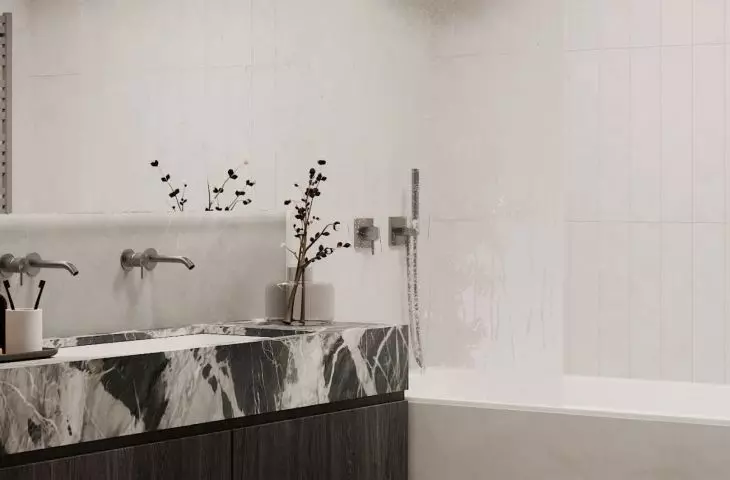 Black cabinets in the bathroom
