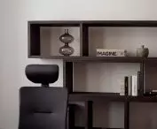Veneered desk, blends with massive dark oak bookcase