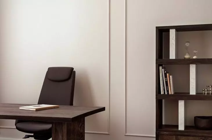 Oak veneered desk and oak bookcase