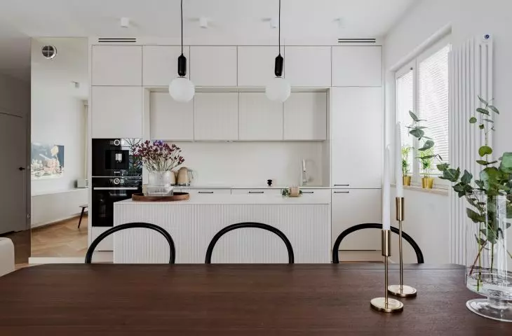 The top row of cabinets is milled