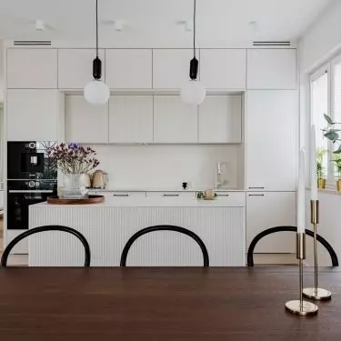 The top row of cabinets is milled