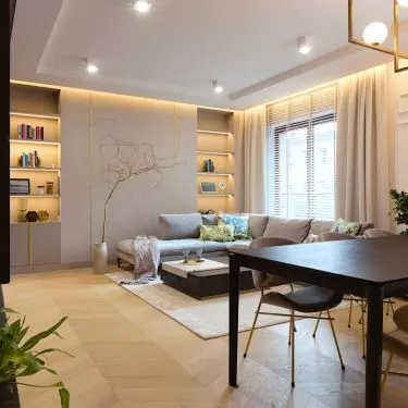 The interior combines the style of a Parisian townhouse with modern styling