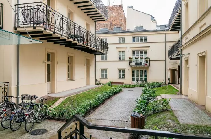 The apartment is located in a historic building