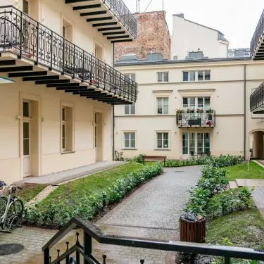 The apartment is located in a historic building