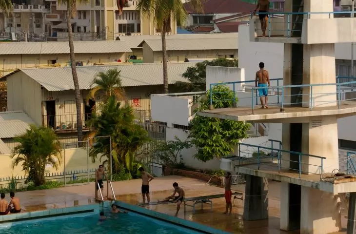 The swimming pool at the Olympic Stadium in Phnom Penh