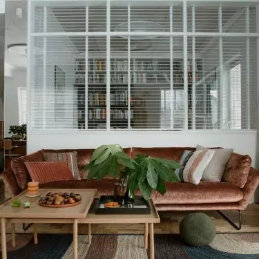 Copper sofa in the lounge area 