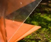 The house is covered by a transparent polycarbonate roof