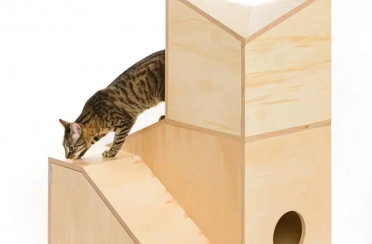 Wooden plywood cat shelter