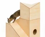 Wooden plywood cat shelter