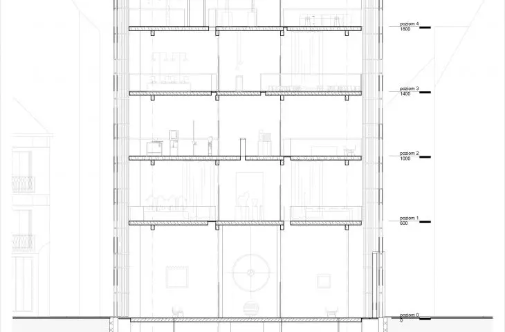 Cross-section of a building in Paris