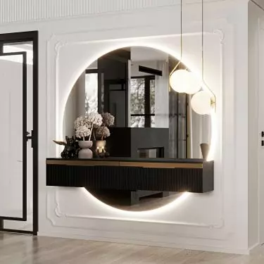In the lobby, classic elements combine with modern fixtures